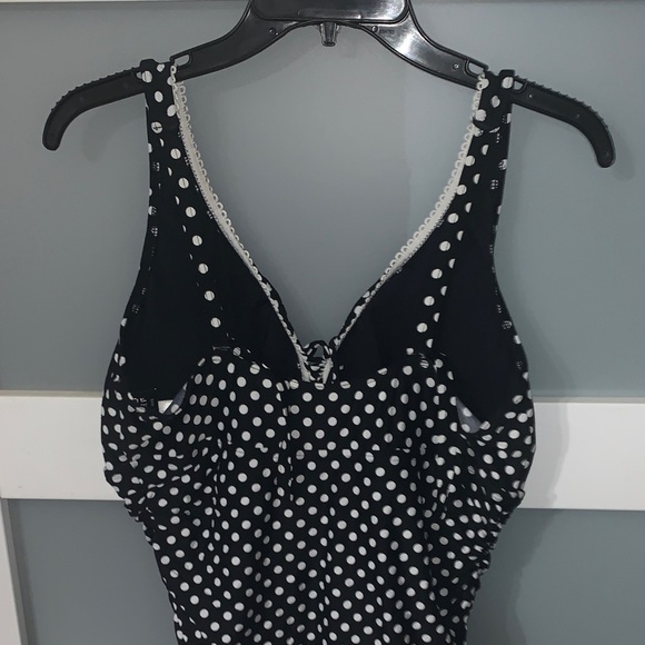 Coco Reef Black and White Polka Dot One Piece Swimsuit - Picture 5 of 7